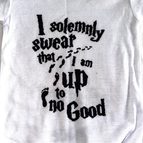 Harry Potter Baby Onesie 3-6M “Up To No Good” Bodysuit Funny Wizard Tee-KC124 - Picture 4 of 4